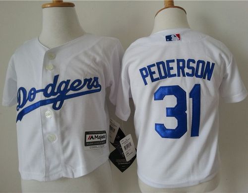 Toddler Dodgers #31 Joc Pederson White Cool Base Stitched MLB Jersey - Click Image to Close